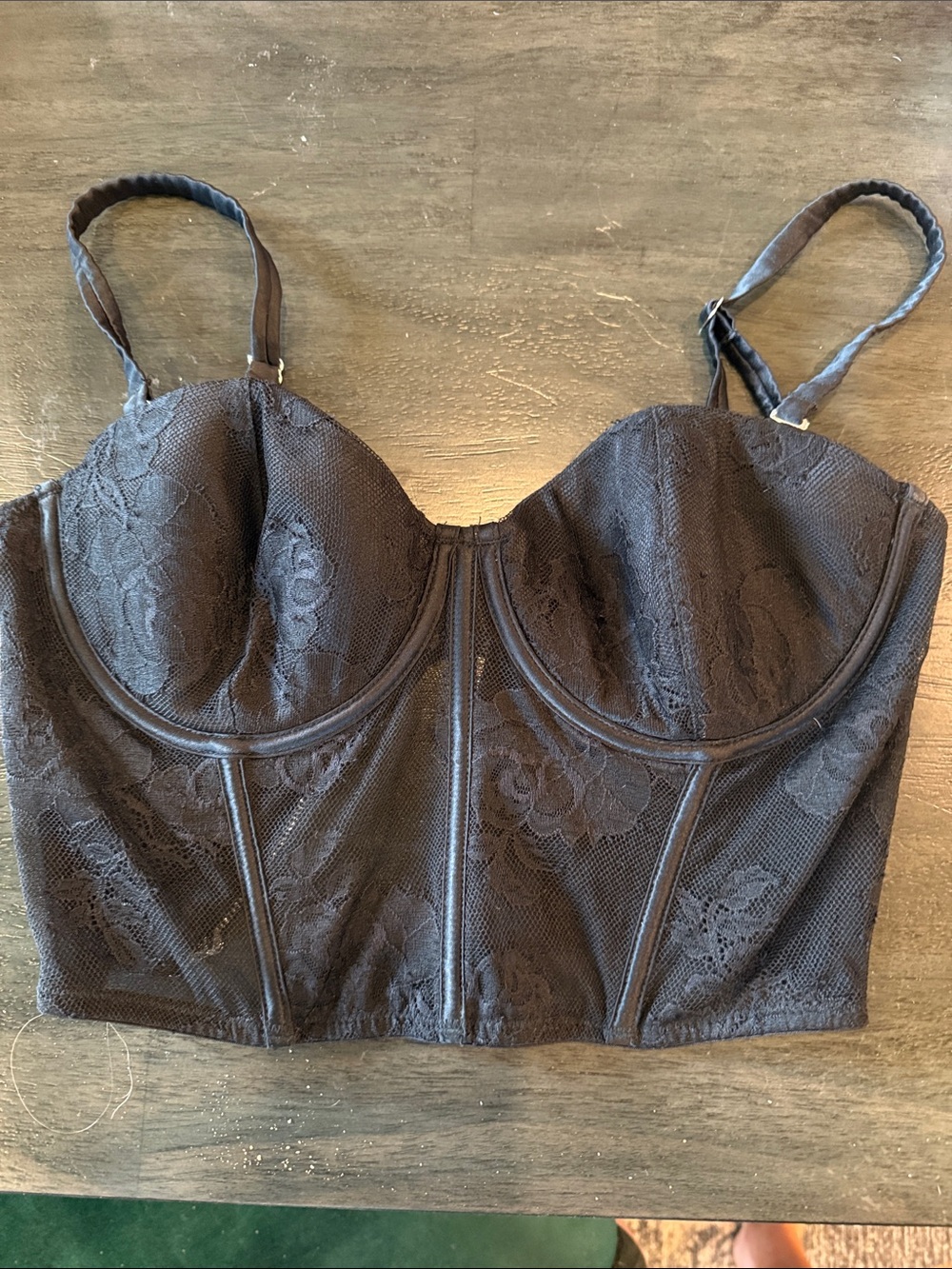 Fleur du Mal Black Lace Longline Bustier